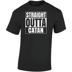 Straight Outta Catan Favorite Video Game Cool Parody T Shirt Distressed  Retro Graphic Unisex Soft Cotton Black T Shirt