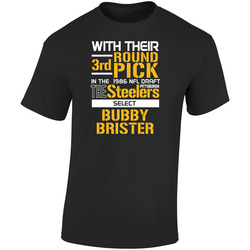Bubby Brister 1986 3rd Round Qb Quarterback La Monroe Pittsburgh Football Draft  Retro Graphic Unisex Soft Cotton Black T Shirt