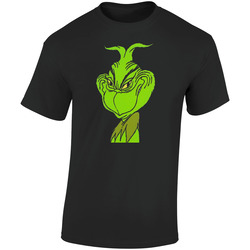 How The Grinch Stole Christmas Cartoon Face Black  Retro Graphic Unisex Soft Cotton Black T Shirt