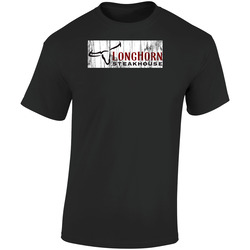 Long Horn Steakhouse Logo Popular Steak Dinner Restaurant Food Gift  Retro Graphic Unisex Soft Cotton Black T Shirt