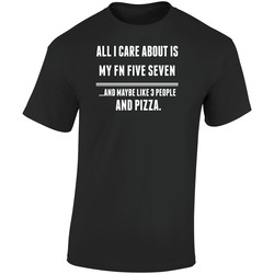 All I Care About Is My Fn Five Seven Gun  Retro Graphic Unisex Soft Cotton Black T Shirt