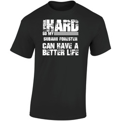 I Work Hard So My Subaru Forester Can Live A Better Life Car Fan  Retro Graphic Unisex Soft Cotton Black T Shirt