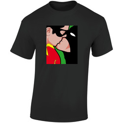 Batman And Robin Kissing  Retro Graphic Unisex Soft Cotton Black T Shirt