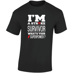 I'm A Storke Survivor Tee  Retro Graphic Unisex Soft Cotton Black T Shirt