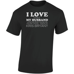 I Love My Husband Kris Bryant Funny Baseball  Retro Graphic Unisex Soft Cotton Black T Shirt