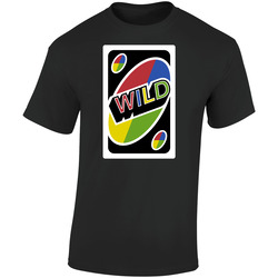 Wild Uno Card Game Fan Halloween Fancy Dress  Retro Graphic Unisex Soft Cotton Black T Shirt