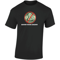 Anti Nwo Know Your Enemy Black  Retro Graphic Unisex Soft Cotton Black T Shirt