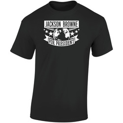 Jackson Browne For President Rock And Roll Hall Of Fame  Retro Graphic Unisex Soft Cotton Black T Shirt