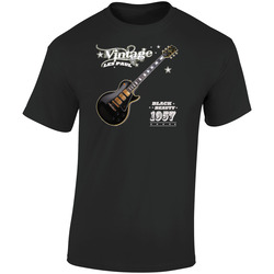 Black Beauty Guitar  Retro Graphic Unisex Soft Cotton Black T Shirt
