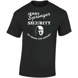 Jerry Springer Security  Retro Graphic Unisex Soft Cotton Black T Shirt