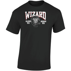Deadliest Catch Wizard Alaska  Retro Graphic Unisex Soft Cotton Black T Shirt