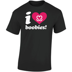 I Love Boobies  Retro Graphic Unisex Soft Cotton Black T Shirt