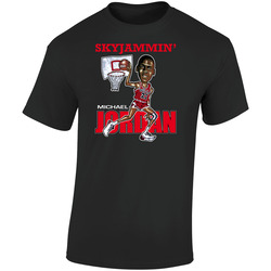 Michael Jordan Retro Basketball Caricature  Retro Graphic Unisex Soft Cotton Black T Shirt