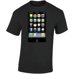 Iphone Start Screen Apps  Retro Graphic Unisex Soft Cotton Black T Shirt