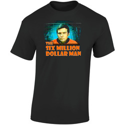 The Six Million Dollar Man  Retro Graphic Unisex Soft Cotton Black T Shirt