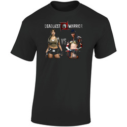 Lara Croft Vs Xena  Retro Graphic Unisex Soft Cotton Black T Shirt