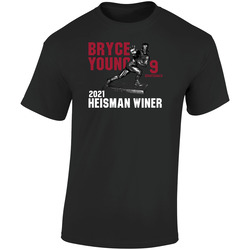 Bryce Young Quarterback 2021 Heisman Winner Fan  Retro Graphic Unisex Soft Cotton Black T Shirt