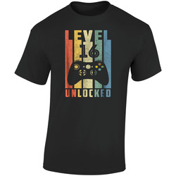 Level 16 Unlocked 16th Video Gamer Birthday Boy Gifts  Retro Graphic Unisex Soft Cotton Black T Shirt