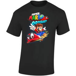 Super Mario Odyssey Game  Retro Graphic Unisex Soft Cotton Black T Shirt