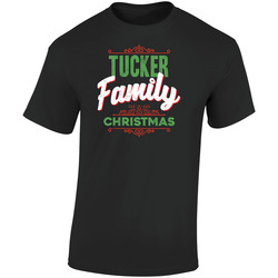 Tucker Family Christmas Love Holidays Custom Last Name Gift  Retro Graphic Unisex Soft Cotton Black T Shirt