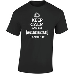 Keep Calm Let [your Text Here] Handle It Funny Custom Name Parody  Retro Graphic Unisex Soft Cotton Black T Shirt