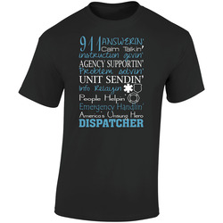 Dispatcher Proud (design On Back)  Retro Graphic Unisex Soft Cotton Black T Shirt