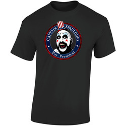 New Captain Spaulding For President Rob Zombie Logo Standard Black  Retro Graphic Unisex Soft Cotton Black T Shirt