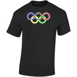 Olympic Rings  Retro Graphic Unisex Soft Cotton Black T Shirt
