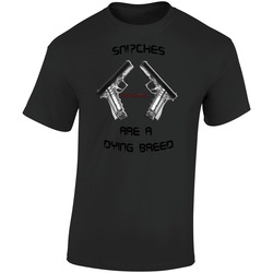 Snitches are a dying breed guns biker style (2).jpg  Retro Graphic Unisex Soft Cotton Black T Shirt