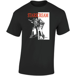 Starscream Cartoon Robot  Retro Graphic Unisex Soft Cotton Black T Shirt