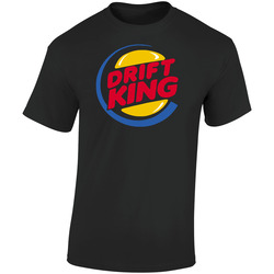 Drift King Burger Car Nascar Funny  Retro Graphic Unisex Soft Cotton Black T Shirt