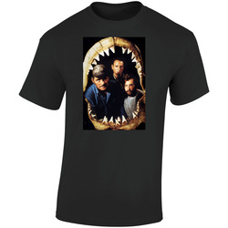 Jaws Brody Hooper Quint Shark Teeth Fishermen 1975 Vintage 70s Movie Film  Retro Graphic Unisex Soft Cotton Black T Shirt
