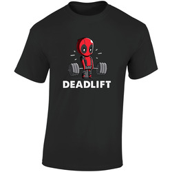 Deadpool Funny Deadlift Movie Icon Series  Retro Graphic Unisex Soft Cotton Black T Shirt