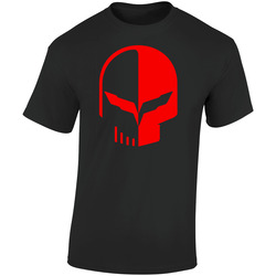 Corvette Red Skull C7r C6r Logo  Retro Graphic Unisex Soft Cotton Black T Shirt