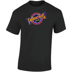World's Fuddruckers Greatest Hamburgers Resteraunt Logo Distressed  Retro Graphic Unisex Soft Cotton Black T Shirt