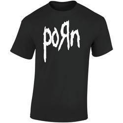 Porn Funny Korn Parody Rock Heavy Metal Worn Look  Retro Graphic Unisex Soft Cotton Black T Shirt