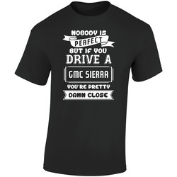 Nobody Is Perfect But If You Drive A Gmc Sierra A Funny Car  Retro Graphic Unisex Soft Cotton Black T Shirt