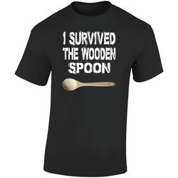 I Survived The Wooden Spoon Black Retro Graphic Unisex Soft Cotton Black T Shirt