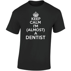 Keep Calm Im Almost A Dentist Occupations Retro Graphic Unisex Soft Cotton Black T Shirt