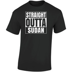 Straight Outta Sudan Texas City Compton Parody Grunge Retro Graphic Unisex Soft Cotton Black T Shirt