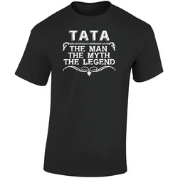 Tata The Man The Myth The Legend Dad Father's Day Czech Retro Graphic Unisex Soft Cotton Black T Shirt
