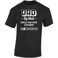 Dad By Week Drag Racing Legend By Weekend Fathers Day Hobby Retro Graphic Unisex Soft Cotton Black T Shirt