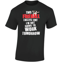 Fireball No Work Retro Graphic Unisex Soft Cotton Black T Shirt