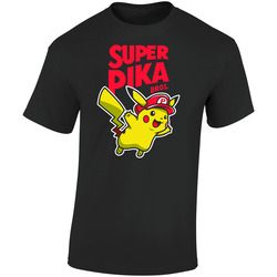 Super pika bros t-shirt pokemon tee mario bros Retro Graphic Unisex Soft Cotton Black T Shirt
