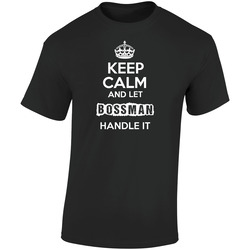 Keep Calm And Let Bossman Handle It Retro Graphic Unisex Soft Cotton Black T Shirt