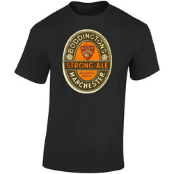 Boddingtons Strong Ale Manchester Vintage Beer Label Retro Graphic Unisex Soft Cotton Black T Shirt