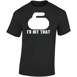 Funny Curling I'd Hit That Retro Graphic Unisex Soft Cotton Black T Shirt