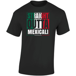 Straight Outta Mexicali Mexican City Mexico Grunge Parody Retro Graphic Unisex Soft Cotton Black T Shirt