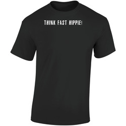 Funny Think Fast Hippie Hippy Retro Graphic Unisex Soft Cotton Black T Shirt
