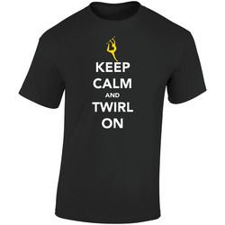 Keep Calm And Twirl On Baton Retro Graphic Unisex Soft Cotton Black T Shirt